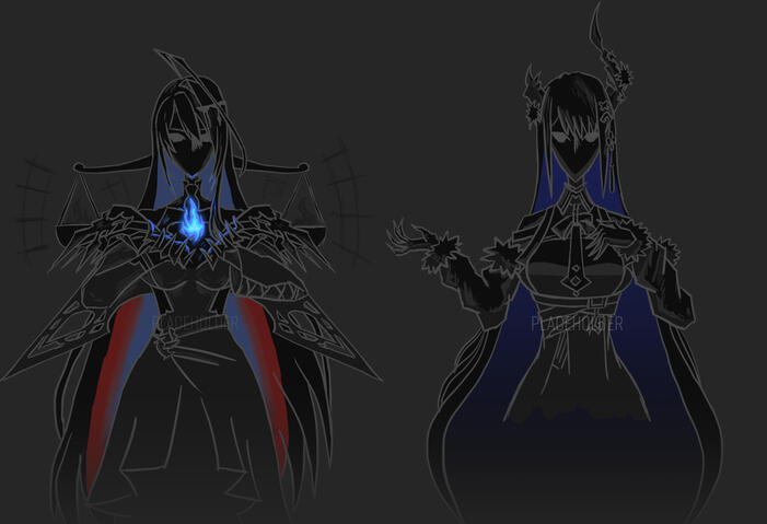 Liz and Nerissa statues concept